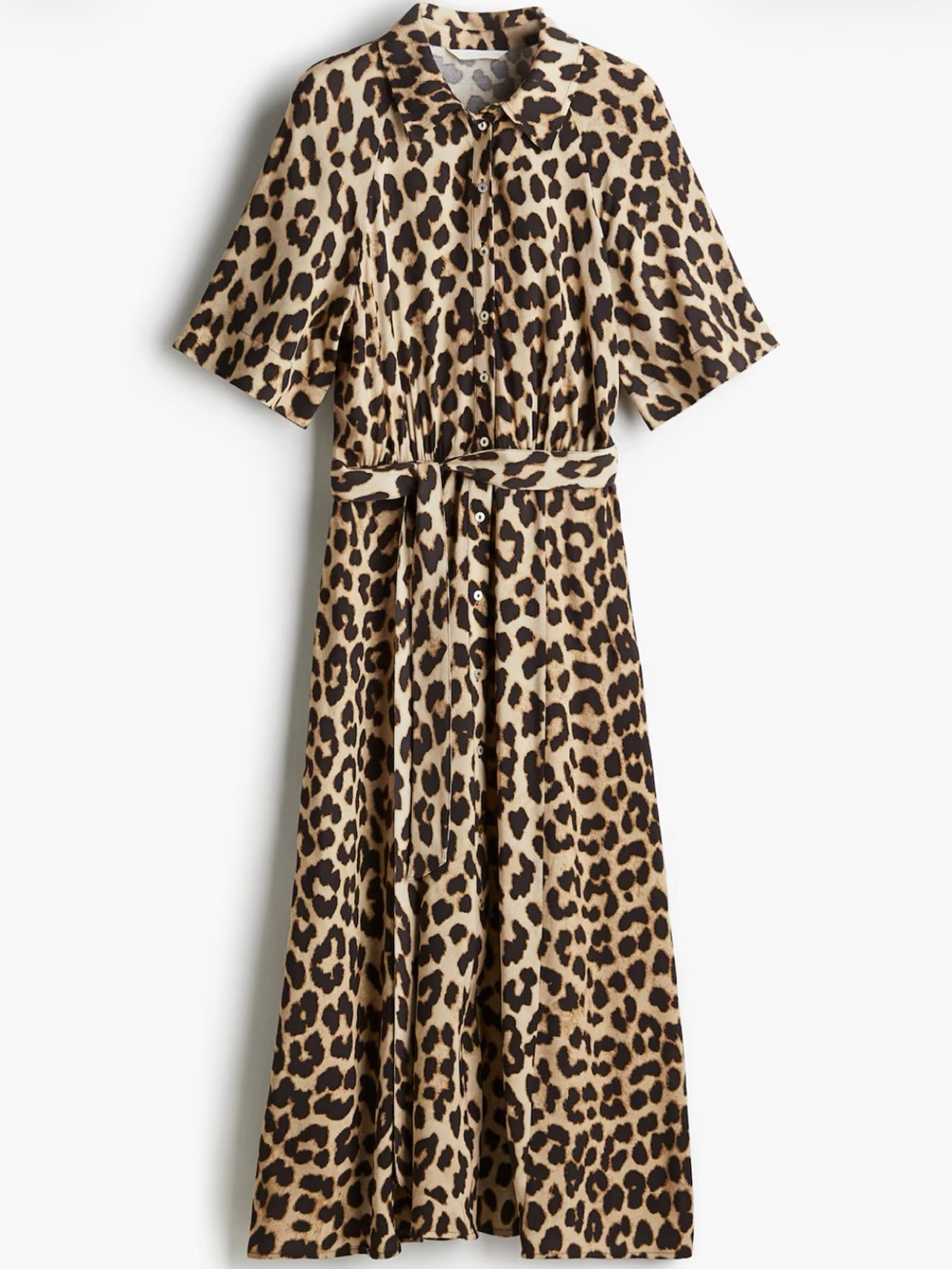 H & M Leopard Tie Belt Shirt Dress size XL- NWT